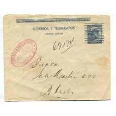 ARGENTINA 1950 ENTERO POSTAL SOBRE SOBRECARGADO PARA USO DE SERVICIO OFICIAL