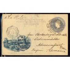 ARGENTINA 1898 ENTERO POSTAL CIRCULADO A ALEMANIA CON MARCA PAQUEBOT LINEA K NUMERO 5 BARCO FRANCES