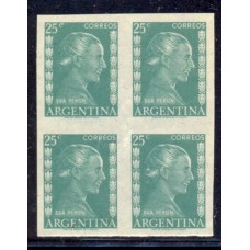 ARGENTINA 1952 GJ 1007AP CUADRO VARIEDAD PAREJAS SIN DENTAR EVA PERON EVITA ESTAMPILLAS NUEVAS MINT