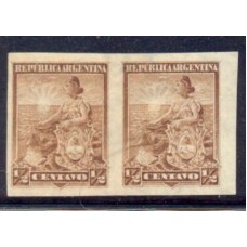 ARGENTINA 1899 GJ 217P PAREJA VARIEDAD SIN DENTAR, ESTAMPILLAS NUEVA CON GOMA