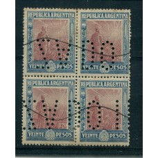 ARGENTINA 1915 GJ 382o CUADRO PERFORADO DEL PAPEL ITALIANO MUY RARO U$ 112+