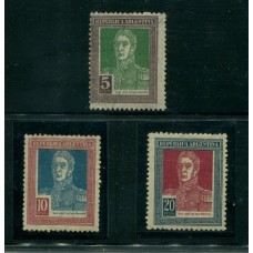 ARGENTINA 1923 GJ 587/9 FILIGRANA RA LOS 3 VALORES FINALES DE LA SERIE NUEVOS MINT