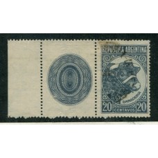 ARGENTINA 1942 GJ 884CZ VARIEDAD TORO CON OVALO RAYOS RECTOS RARO USADO