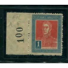 ARGENTINA 1927 GJ 632 FILIGRANA AHORRO POSTAL NUEVO MINT + BORDE NUMERADO