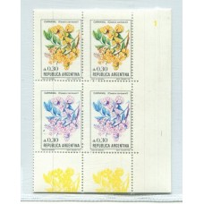 ARGENTINA 1985 GJ 2217Aa VARIEDAD FLOR COLOR AMARILLO OMITIDO, MUY RARO U$ 100