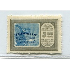 ARGENTINA 1930 GJ 664 ZEPPELIN AZUL AEREA NUEVA HERMOSA EL VALOR FINAL DE LA SERIE U$125