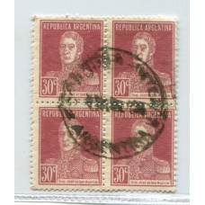 ARGENTINA 1924 GJ 619 CUADRO ESTAMPILLAS FINAMENTE USADAS PAPEL RAYADO MUY RARO