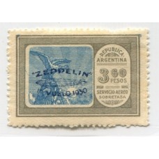 ARGENTINA 1930 GJ 664 ZEPPELIN NUEVA CON GOMA QUE APARENTA SER MINT U$ 125