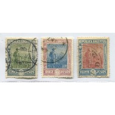 ARGENTINA 1912 GJ 360/2 LAS TRES ESTAMPILLAS FINALES DE LA SERIE LABRADOR U$ 126