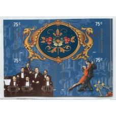ARGENTINA 2000 GJ 3080/3P SERIE COMPLETA DE TANGO MUSICA VARIEDAD SIN DENTAR CUADRO MINT RARISIMA, SUBVALUADA