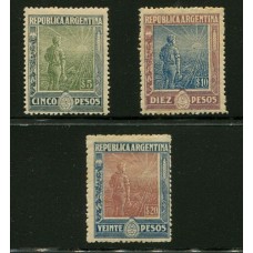 ARGENTINA 1912 GJ 360/2 ESTAMPILLAS NUEVAS CON GOMA, SON LOS TRES VALORES FINALES DE LA SERIE U$ 326