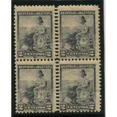 ARGENTINA 1899 GJ 219 LIBERTAD CUADRO DE ESTAMPILLAS DOS SON MINT CON VARIEDAD DOBLE DENTADO VERTICAL