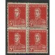 ARGENTINA 1924 GJ 599 SAN MARTIN CUADRO DE ESTAMPILLAS NUEVAS CON VARIEDAD DOBLE DENTADO