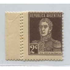 ARGENTINA 1924 GJ 596 SAN MARTIN ESTAMPILLA NUEVA MINT CON VARIEDAD DOBLE DENTADO