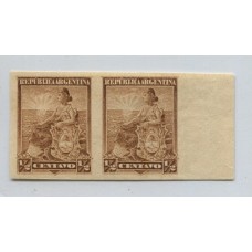 ARGENTINA 1899 GJ 217P PAREJA VARIEDAD SIN DENTAR, ESTAMPILLAS NUEVA CON GOMA U$ 40