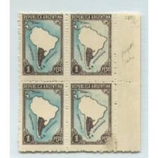 ARGENTINA 1935 GJ 812SG CUADRO DE  ESTAMPILLAS NUEVAS MINT CON VARIEDAD DOS SELLOS IMPRESO SOBRE LA GOMA ES DECIR ANGOMADO DE AMBOS LADOS U$ 104