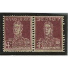 ARGENTINA 1923 GJ 566 PAREJA DE ESTAMPILLAS VARIEDAD DOBLE DENTADO MINT