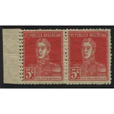 ARGENTINA 1923 GJ 567 PAREJA DE ESTAMPILLAS VARIEDAD DOBLE DENTADO NUEVAS