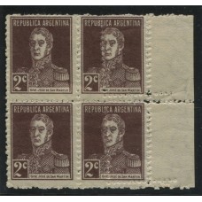 ARGENTINA 1924 GJ 596 PAREJA DE ESTAMPILLAS CON VARIEDAD DOBLE DENTADO