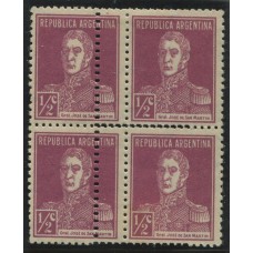 ARGENTINA 1924 GJ 594 CUADRO DE ESTAMPILLAS CON VARIEDAD DOBLE DENTADO