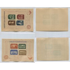 ARGENTINA 1948 GJ HB 11/2 ENSAYOS SERIE COMPLETA DE BLOQUES EN PAPEL DIFERENTE AL DE LA EMISION