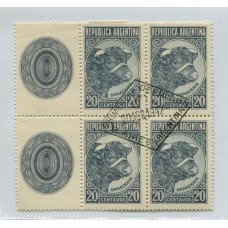 ARGENTINA 1942 GJ 874CZ CON FILIGRANA SOL RAYOS ONDULADOS CUADRO MATASELLO PRIMER DIA DE EMISION U$ 120