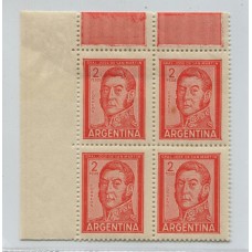 ARGENTINA 1959 GJ 1132 ESTAMPILLAS MINT CUADRO CON FIN DE BOBINA