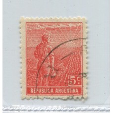 ARGENTINA 1912 GJ 342 ESTAMPILLA CON VARIEDAD EN EL RAYADO DEL CIELO