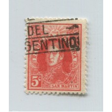 ARGENTINA 1926 GJ 623a ESTAMPILLA VARIEDAD DOBLE IMPRESIÓN