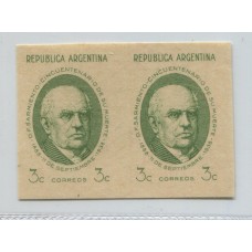 ARGENTINA 1938 GJ 387 SARMIENTO PAREJA DE ESTAMPILLAS, ENSAYO EN PAPEL MUESTRA