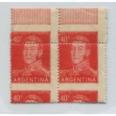 ARGENTINA 1954 GJ 1040 PAREJA CON VARIEDAD CIFRA ABAJO GOMA ALGO TONALIZADA PERO MUY LINDO ERROR