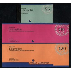 ARGENTINA 1995 GJ 2703 (1) (2) y (3) CARNETS COMPLETOS CON ESTAMPILLAS MINT u$ 280