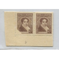 ARGENTINA 1935 GJ 774 PAREJA DE ESTAMPILLAS SIN GOMA CON VARIEDAD FALTA DE IMPRESIÓN