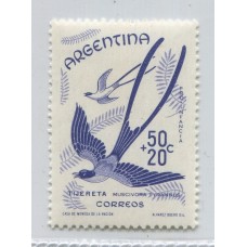 ARGENTINA 1960 GJ 1160A ESTAMPILLA PAPEL SATINADO MINT PAJAROS U$ 5