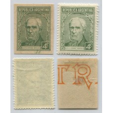 ARGENTINA 1935 GJ 743 PROCERES Y RIQUEZAS 1 ENSAYO EN COLOR ADOPTADO PAPEL MUESTRA