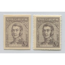 ARGENTINA 1935 GJ 741 PROCERES Y RIQUEZAS 1 ENSAYO SAN MARTIN EN COLOR ADOPTADO