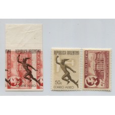 ARGENTINA 1940 GJ 846 + 853 ENSAYO MULTIPLE EN COLOR LADRILLO Y MARRON