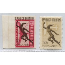 ARGENTINA 1940 GJ 846 + 847 ENSAYO MULTIPLE EN COLOR ROJO Y MARRON