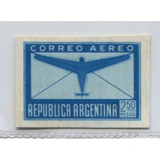 ARGENTINA 1940 GJ 849 ENSAYO CON FRENTE SATINADO COLOR AZUL