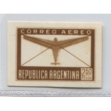 ARGENTINA 1940 GJ 849 ENSAYO CON FRENTE SATINADO COLOR MARRON CLARO