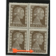 ARGENTINA 1952 GJ 1010b EVA PERON EVITA CUADRO NUEVO MINT VARIEDAD "ARGFENTINA" U$ 15