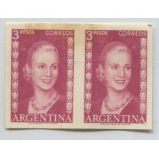 ARGENTINA 1952 GJ 1014 EVA PERON PAREJA DE ENSAYOS EVITA EN COLOR NO ADOPTADO CARMIN