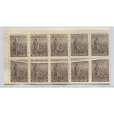 ARGENTINA 1915 GJ 365 BLOQUE DE 10 ESTAMPILLAS NUEVAS CON GOMA y MINT VARIEDAD PLIEGUE