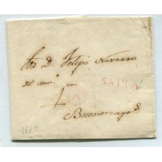 ARGENTINA 1825 PLIEGO COMPLETO CON MARCA DE SALTA FECHADO EN 20 DE SEPTIEMBRE DE 1825 HERMOSA CARTA