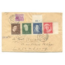 ALEMANIA OCCIDENTAL 1951 Yv.29/32 SERIE COMPLETA EN CARTA CIRCULADA A LUXEMBURGO RARA y DE LUJO € 250