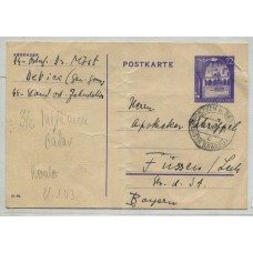 ALEMANIA EN POLONIA 1943 TARJETA ENTERO POSTAL CIRCULADO