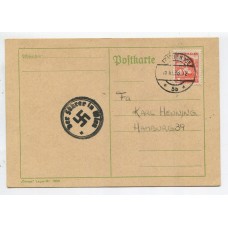 ALEMANIA 1938 TARJETA CON MATASELLO ESPECIAL ANEXION DE AUSTRIA CIRCULADA