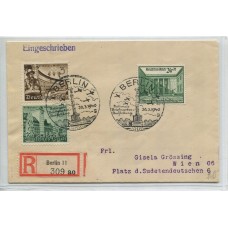 ALEMANIA 1940 SOBRE CERTIFICADO CON BONITO FRANQUEO Y MATASELLO ESPECIAL