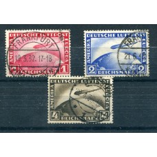 ALEMANIA 1928 Yv. AEREO 35/7 SERIE COMPLETA DE ESTAMPILLAS USADAS ZEPPELIN 165 EUROS