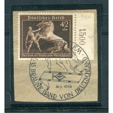 ALEMANIA 1939 Yv. 639 ESTAMPILLA EN FRAGMENTO CON MATASELLO ESPECIAL 35 Euros